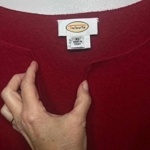Talbots Jacket VTG Burgundy Red Wool Holiday Office Winter Open Front Pocket XL - Picture 3 of 9